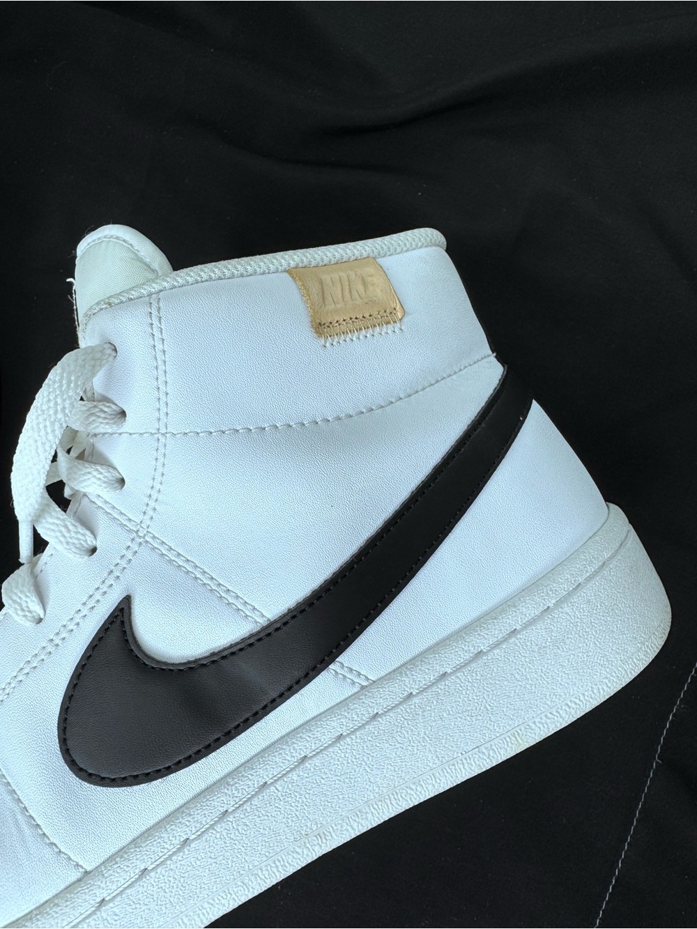 Nike White High-Top Sneakers with Black Swoosh Accent - Picture 5 of 10